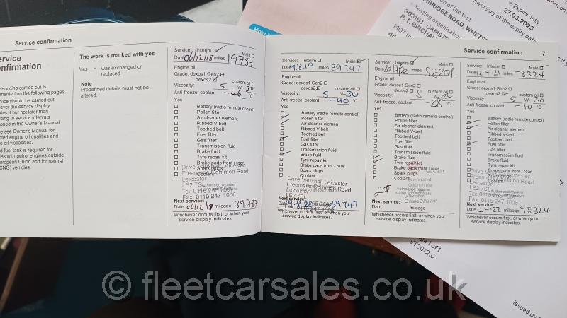 vauxhall insignia 2.0d sri vx line service history